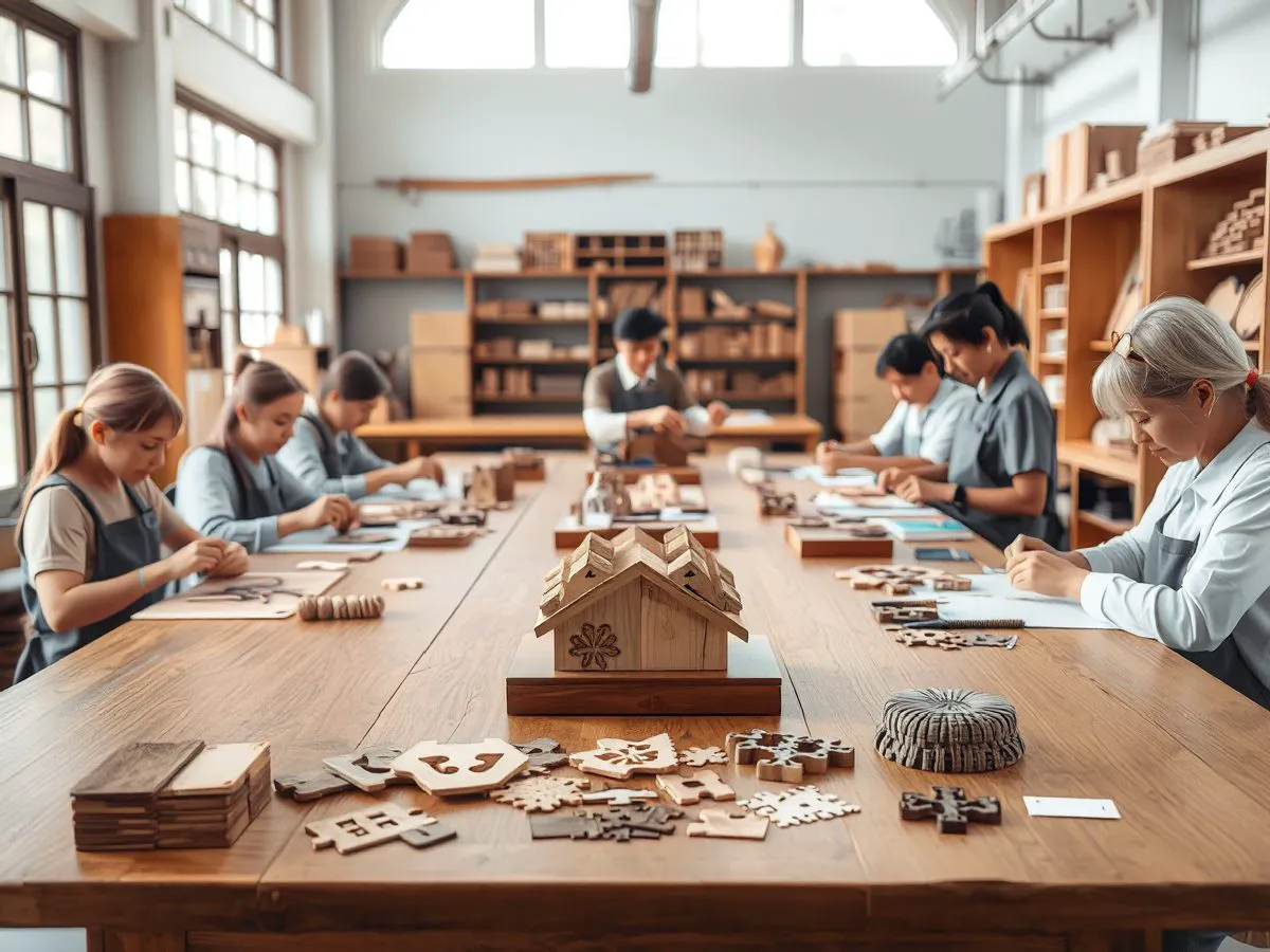 企业员工在文化空间内进行团建手作体验